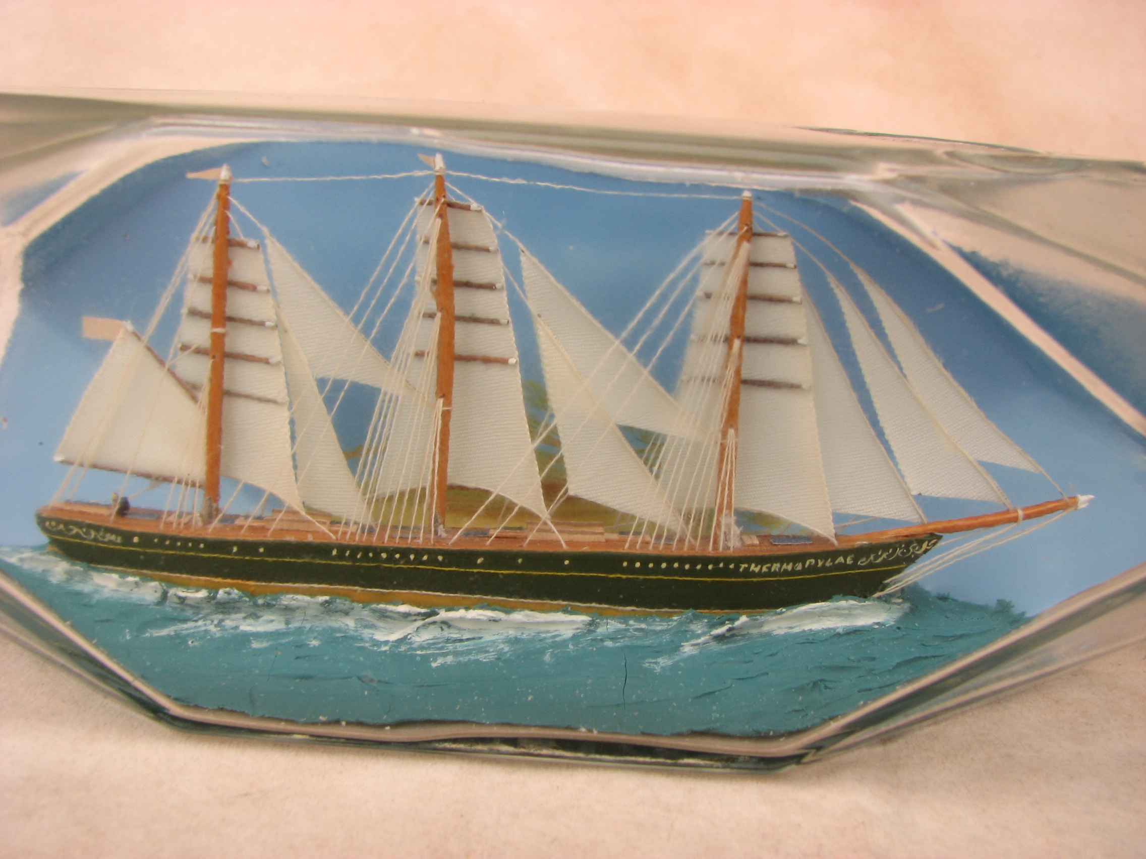 Impressive model of the Thermopylae tea clipper ship in 1970's Antiquery whisky bottle